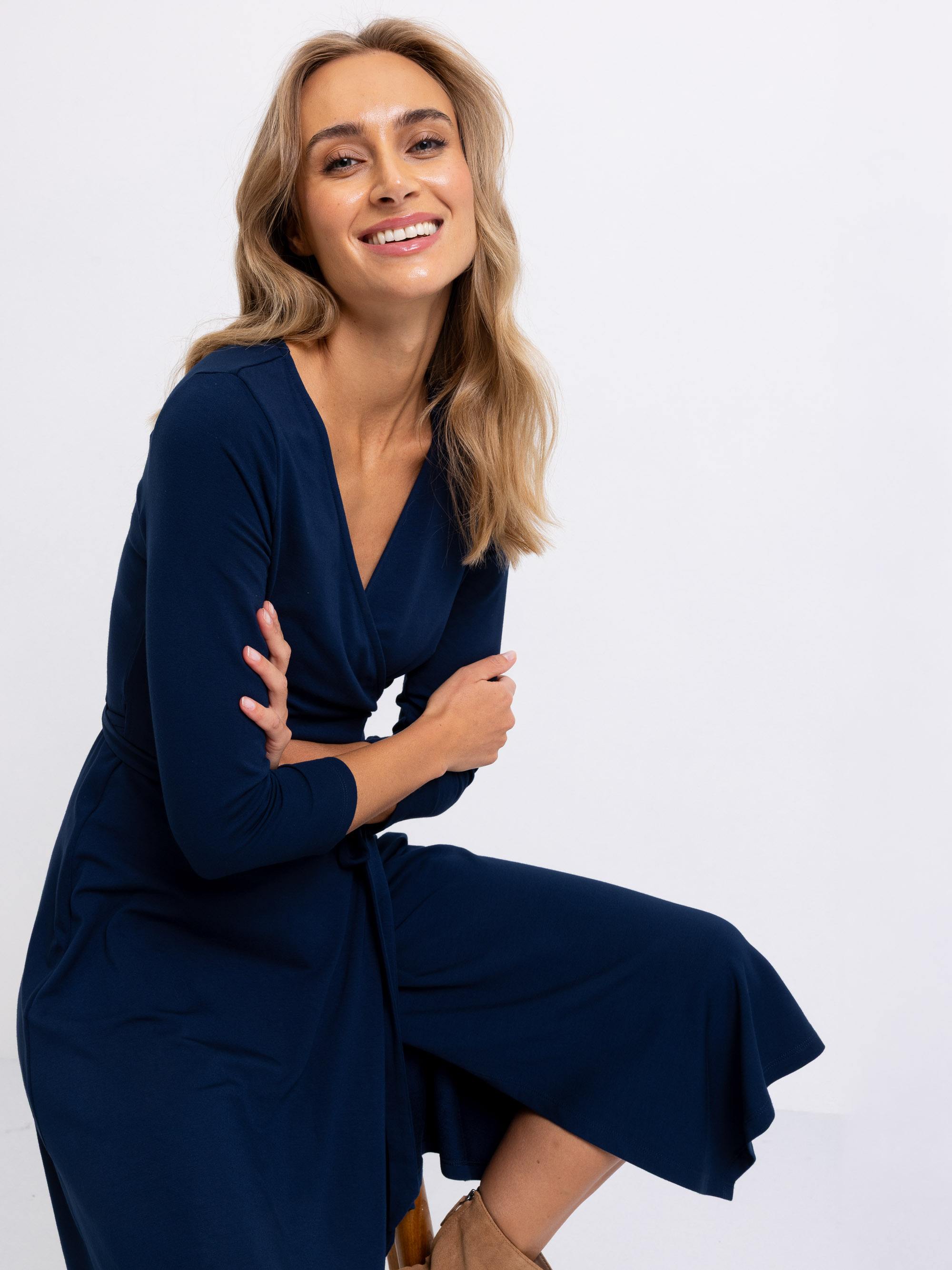 Granatowa sukienka kopertowa damska